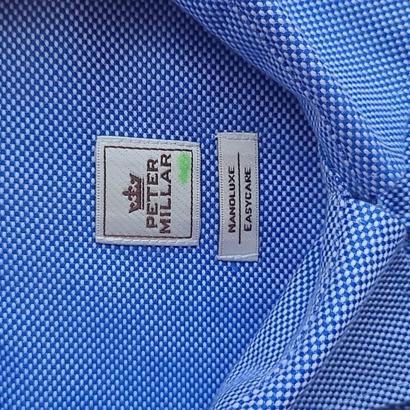 EUC Peter Millar Button Down Shirt Men's sz XL Blue Mini Check Long Sleeve Shirt - Picture 4 of 8